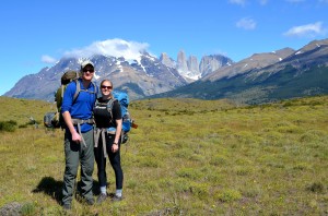 The start of the hike. You can see the iconic Torres del Paine mountains in the back