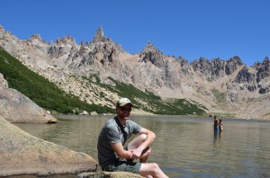 Great reward at the top of this hot hike - chilling by the lake 