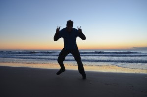 We woke up early one day to catch the sunset. Arlen was so excited he jumped infront of the camera!
